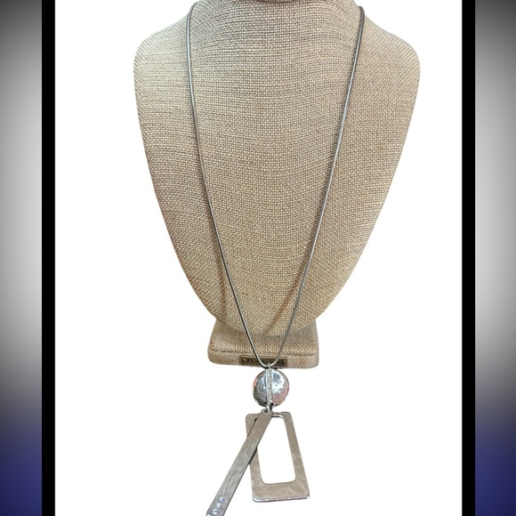 Chico’s  Silver Geometric Necklace - Picture 1 of 4